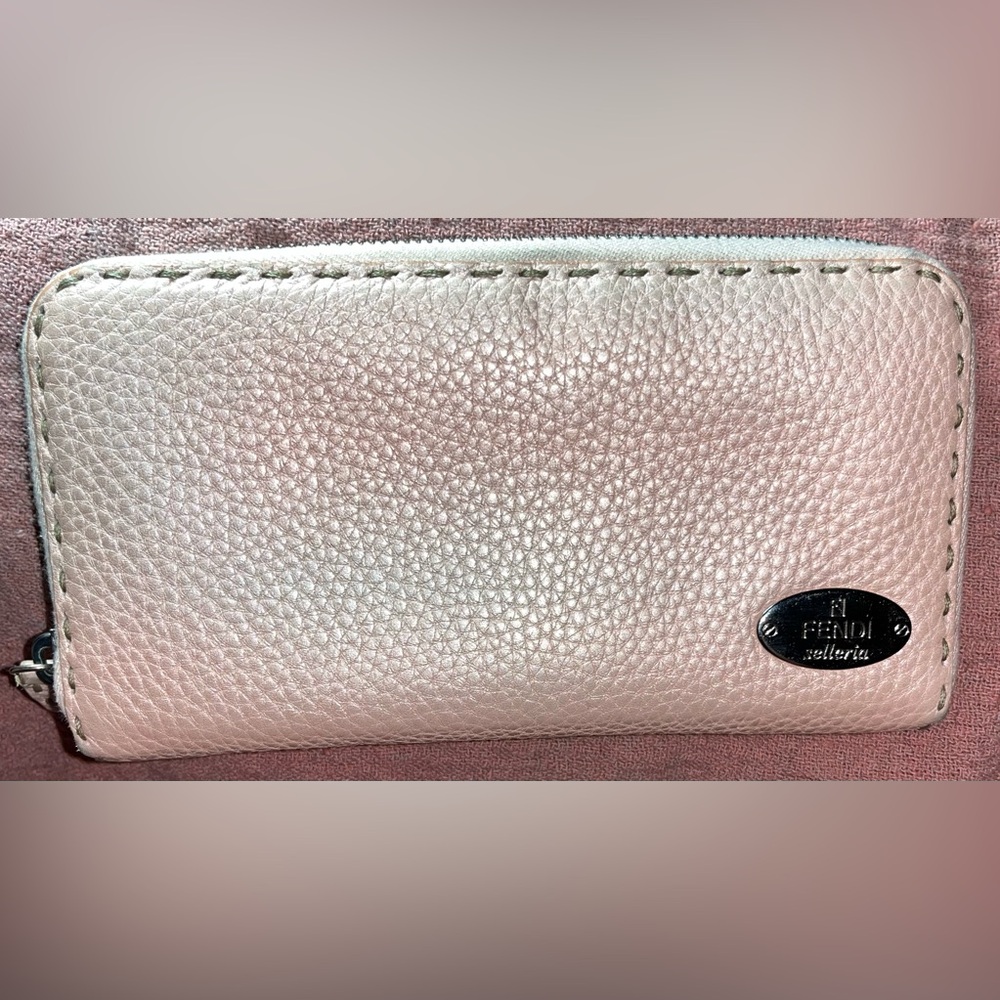 Fendi EUC Pink Leather Zip Around Wallet